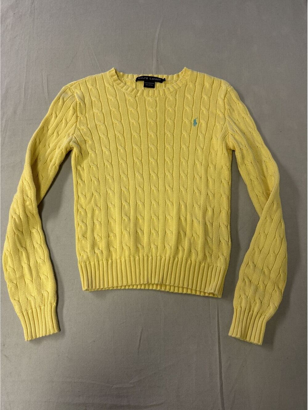 Women's Ralph Lauren Cable Knit Yellow Sweater - S